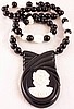 BN35 blk bakelite cameo necklace